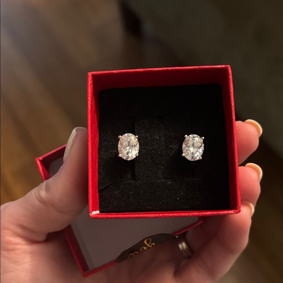 2 CT Moissanite Elegant Silver Stud Earrings - Picture 3 of 7